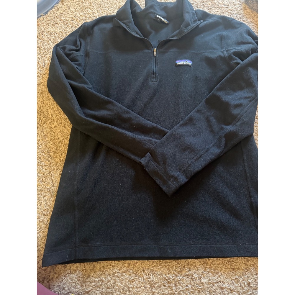 Patagonia Micro D Quarter Zip Fleece Pullover Black Womens M